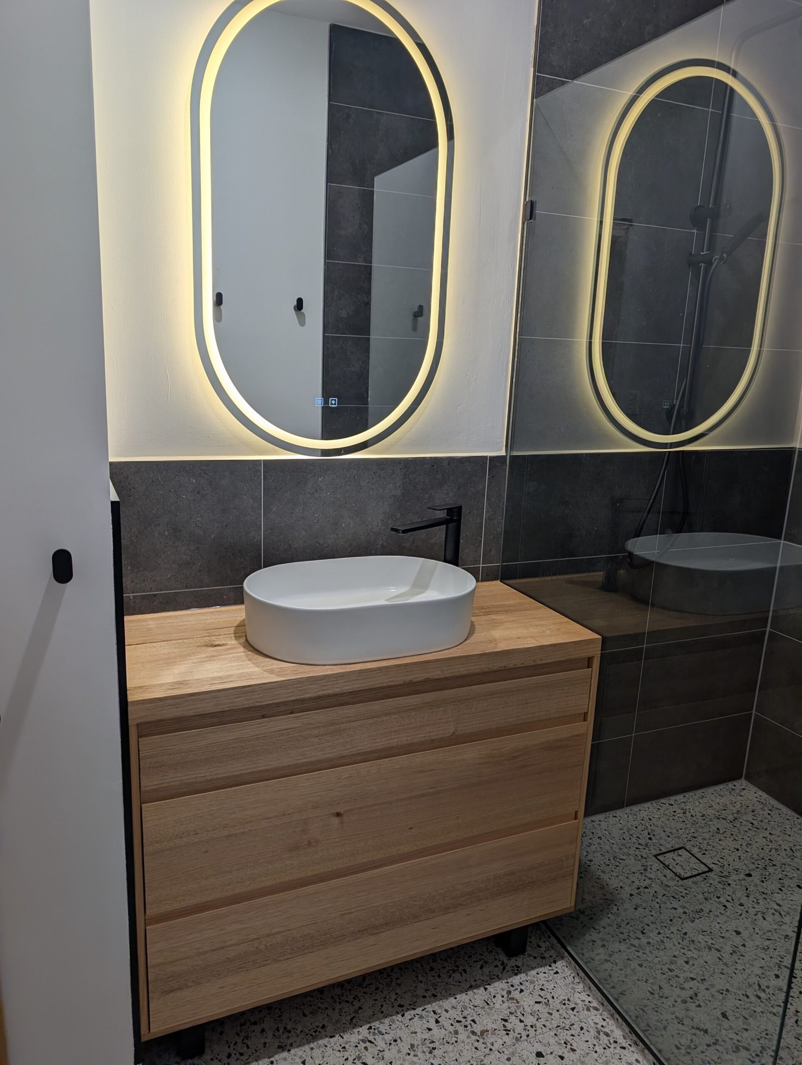 Custom timber bathroom vanity