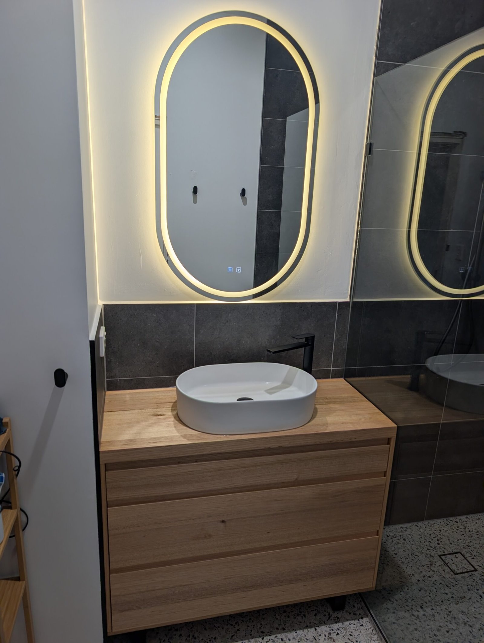 Custom vanity in bathroom setting