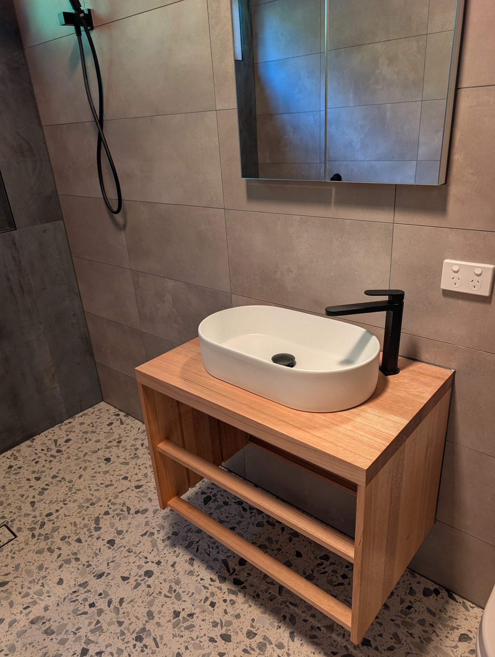 Wall-hung timber vanity